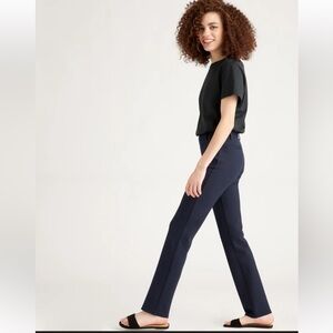 Quince Ultra Stretch Ponte Straight Leg Pants Navy Petite Size L